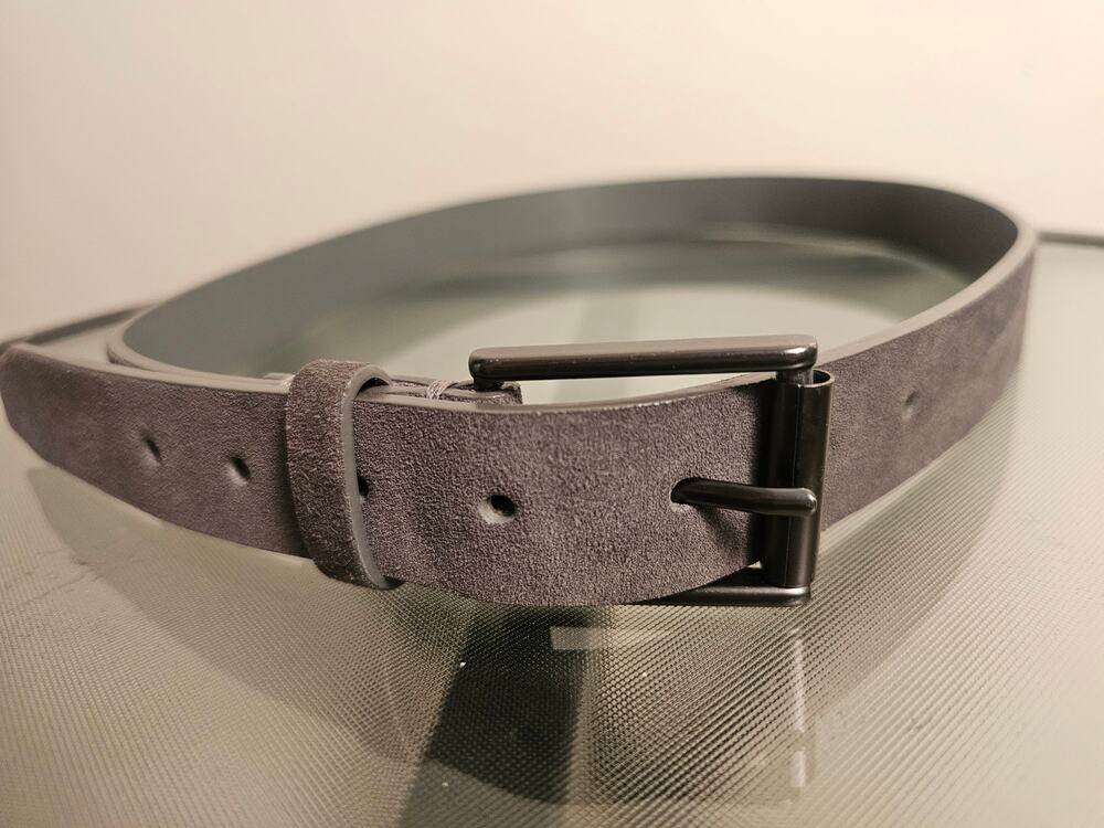 Express 34/36 Genuine Leather Belt Silver Tone Brushed Buckle